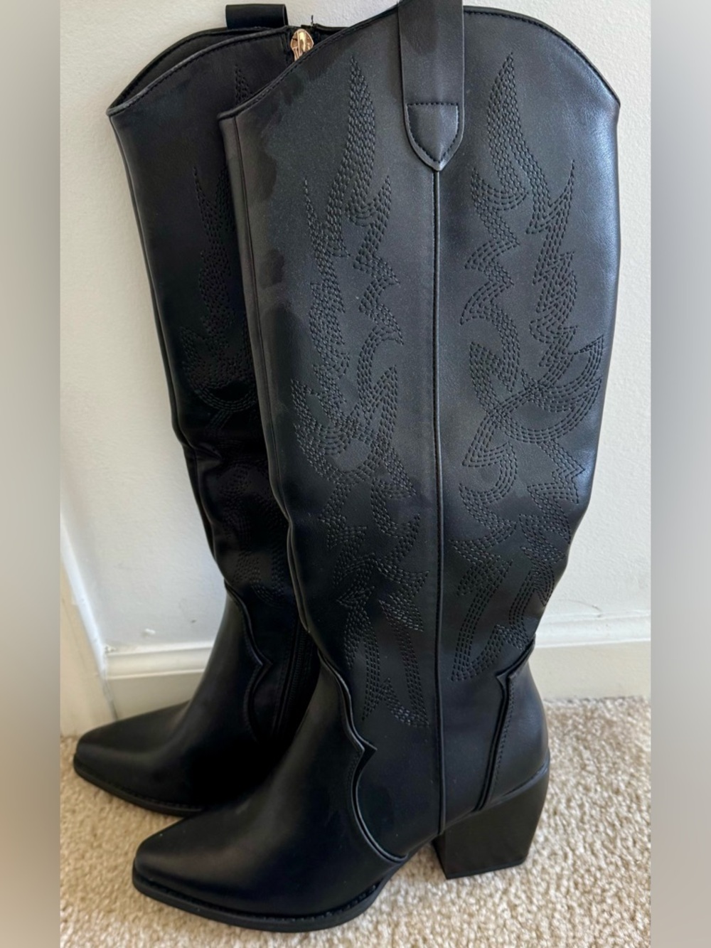 Dream Pairs Black Over-the-Knee Western Boots NWOB